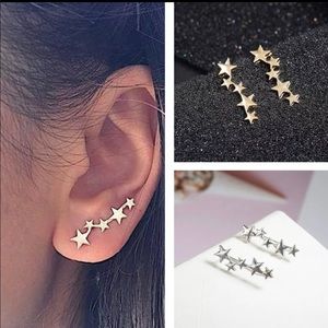 Gold Stars Ear Climber Earrings